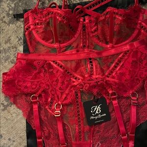 Honey Birdette Scarlet Lace 3 piece “Molly” set